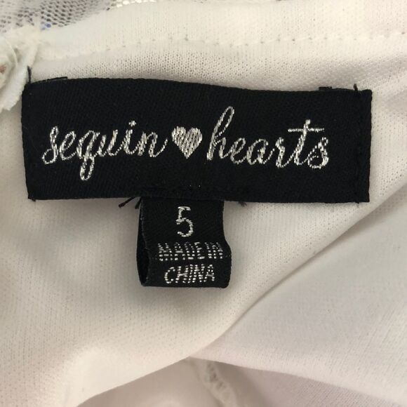 Sequin Hearts White Halter floral Gown Sz 5 - Picture 8 of 8